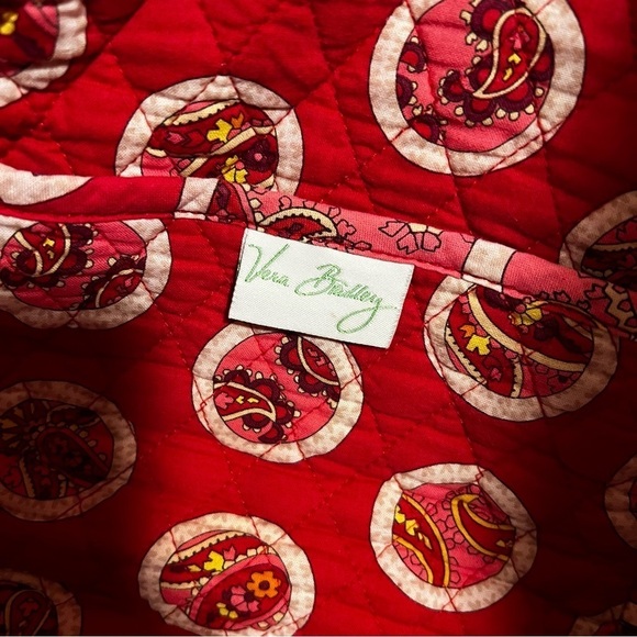 VERA BRADLEY Rosy Posie Large Get Carried Away Tote Pockets Red White Floral - Picture 12 of 13